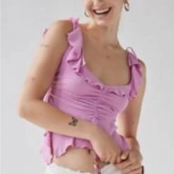 UO Ruffle pink top - Picture 2 of 4